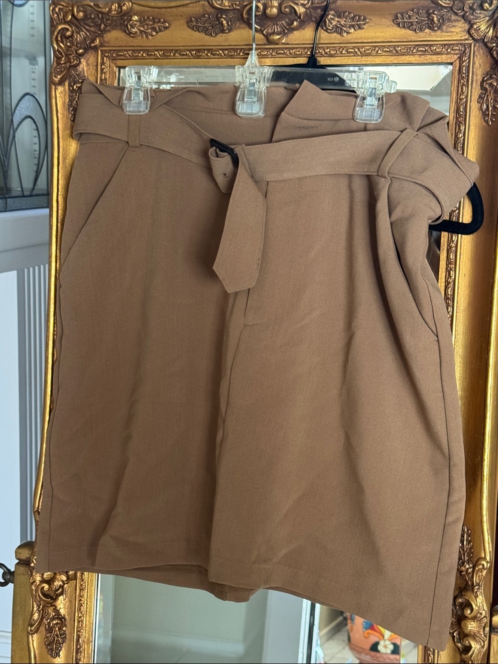 Banana Republic Tan Paperbag Waist Shorts with Belt